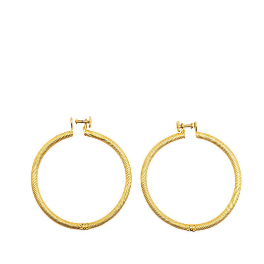 Chanel Vintage Coco Mark Hoop Earrings Gold