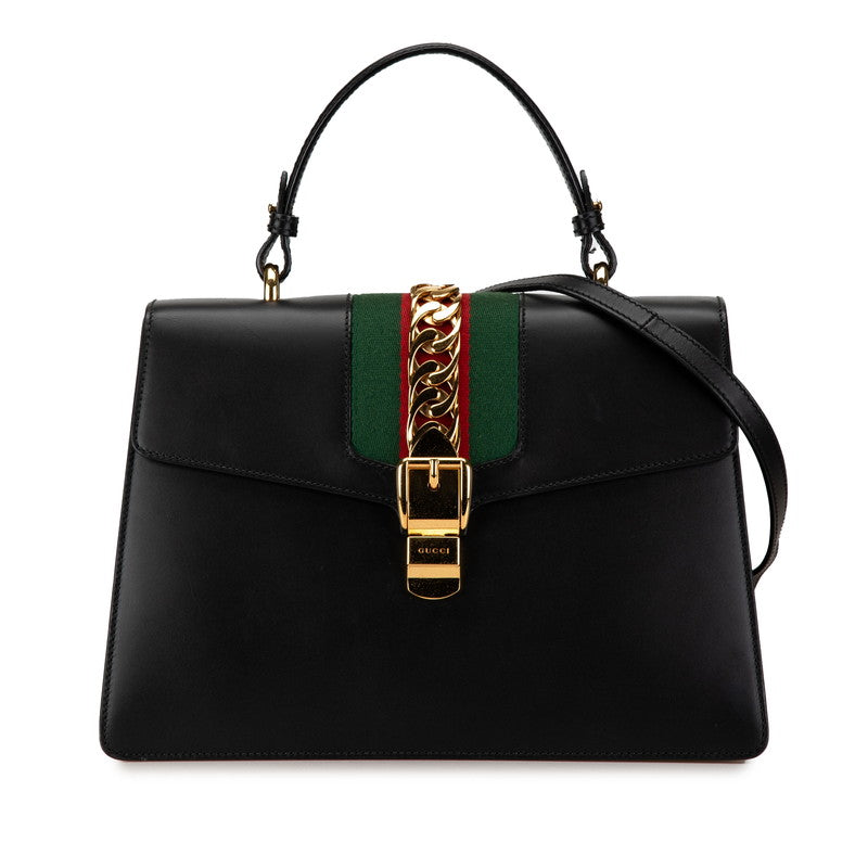 Luxury Gucci Trending 2025 Sylvie Leather Handbag 2WAY Black