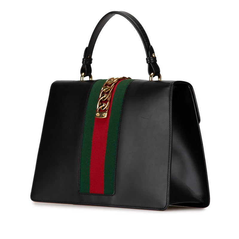 Luxury Gucci Trending 2025 Sylvie Leather Handbag 2WAY Black