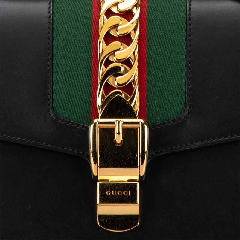 Luxury Gucci Trending 2025 Sylvie Leather Handbag 2WAY Black
