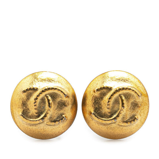 Chanel Vintage Coco Mark Round Earrings Gold