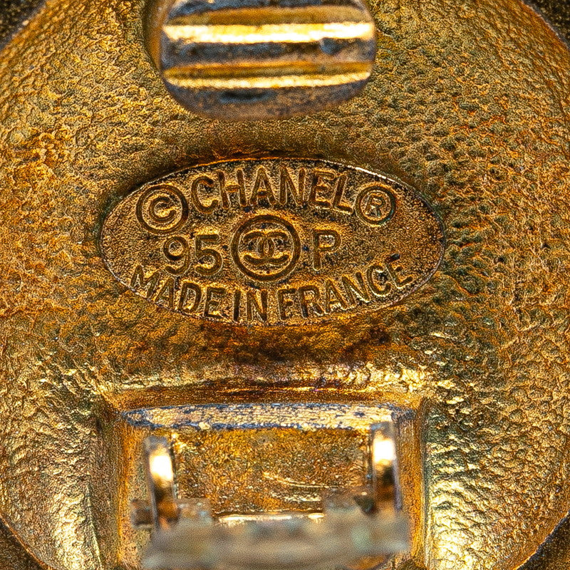 Chanel Vintage Coco Mark Round Earrings Gold