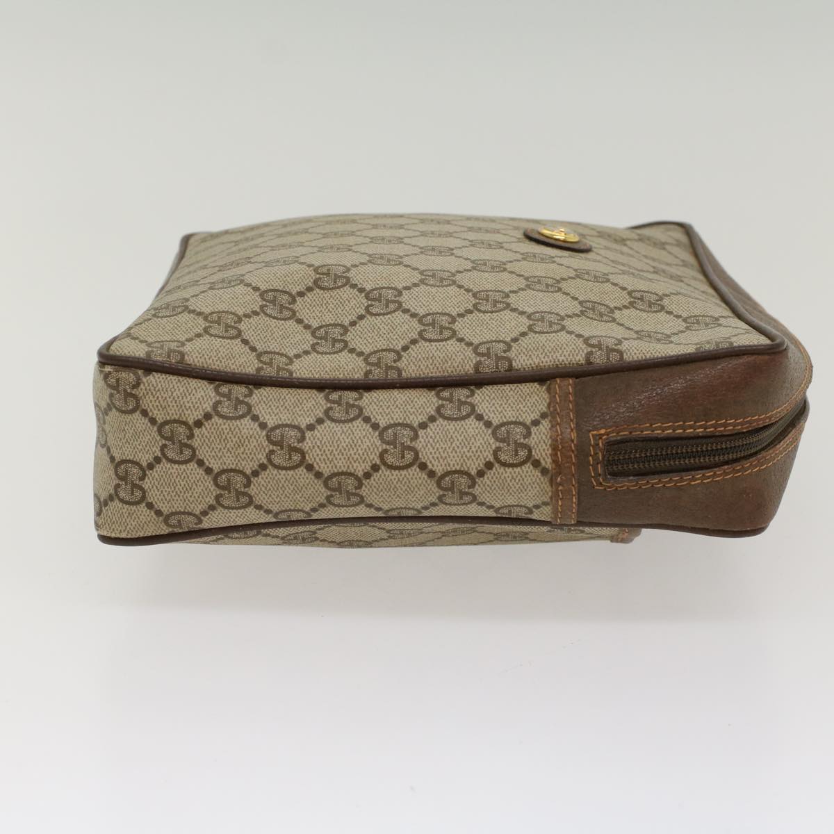 Luxury Gucci GG Canvas Clutch Bag PVC Leather Beige  yb355