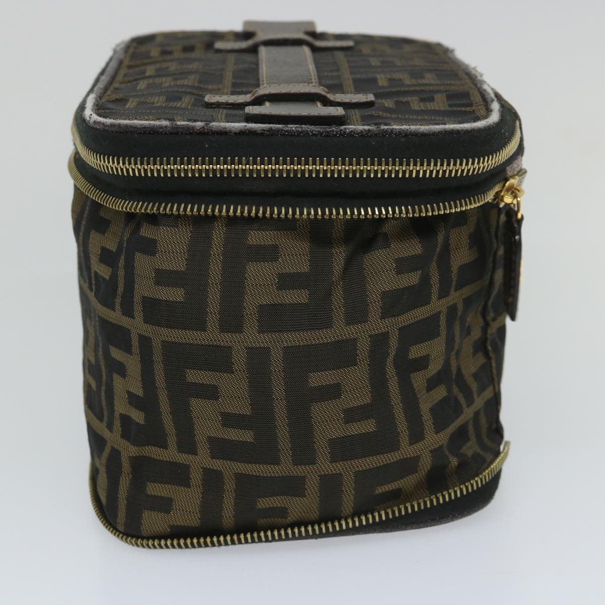 Luxury FendiZucca Canvas Vanity Cosmetic Pouch Black Brownyb401