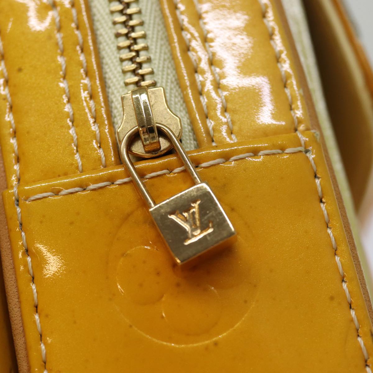 LOUIS VUITTON Monogram Vernis Fulton Waist Bag Lime Yellow M91043 LV yb574