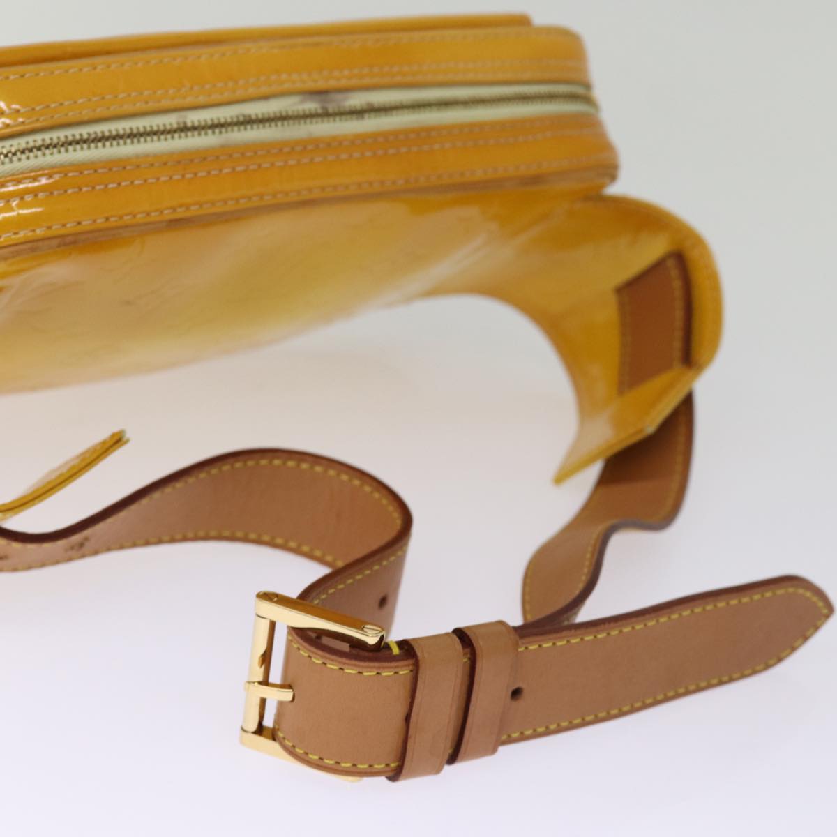 LOUIS VUITTON Monogram Vernis Fulton Waist Bag Lime Yellow M91043 LV yb574