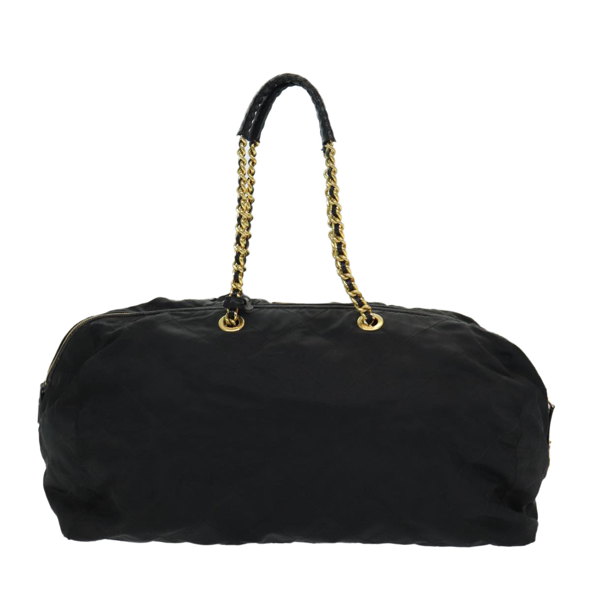 Luxury Prada Quilted Chain Boston Bag Nylon Black  yb650
