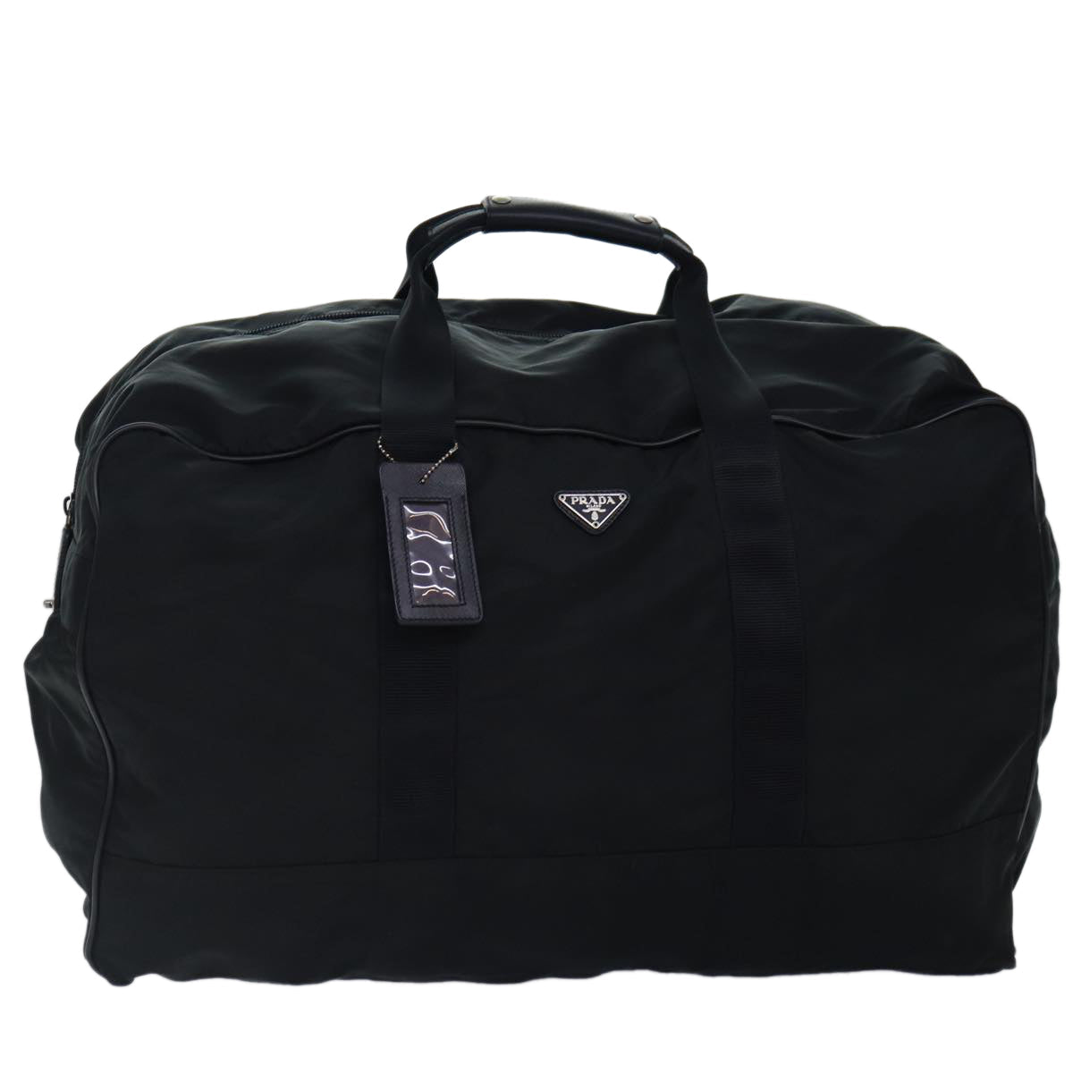 Luxury Prada Boston Bag Nylon Black Silver  yb684