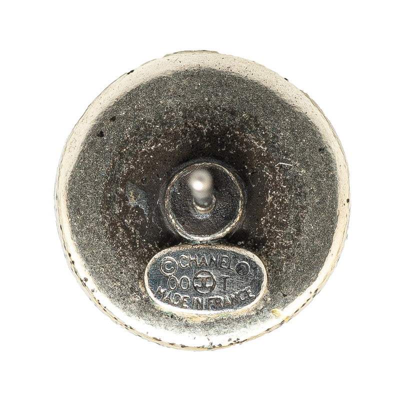 Chanel Coco Mark Round Earrings Silver Metal