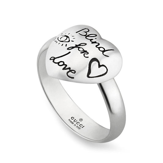Luxury Gucci Trending 2025 Blind For Love Heart Ring in Sterling Silver