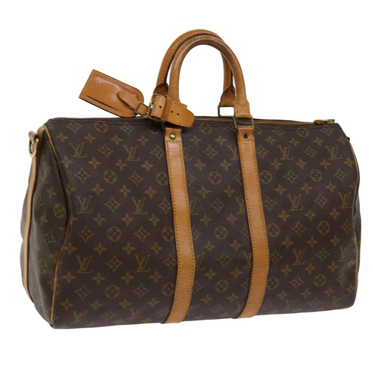LOUIS VUITTON Monogram Keepall Bandouliere 45 Boston Bag M41418 LV yk10046
