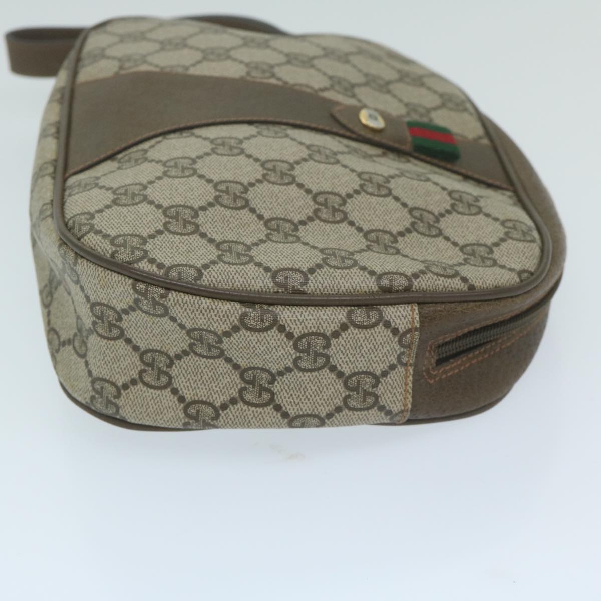 GUCCI Web Sherry Line GG Supreme Clutch Bag Beige Red 89 01 034  10095