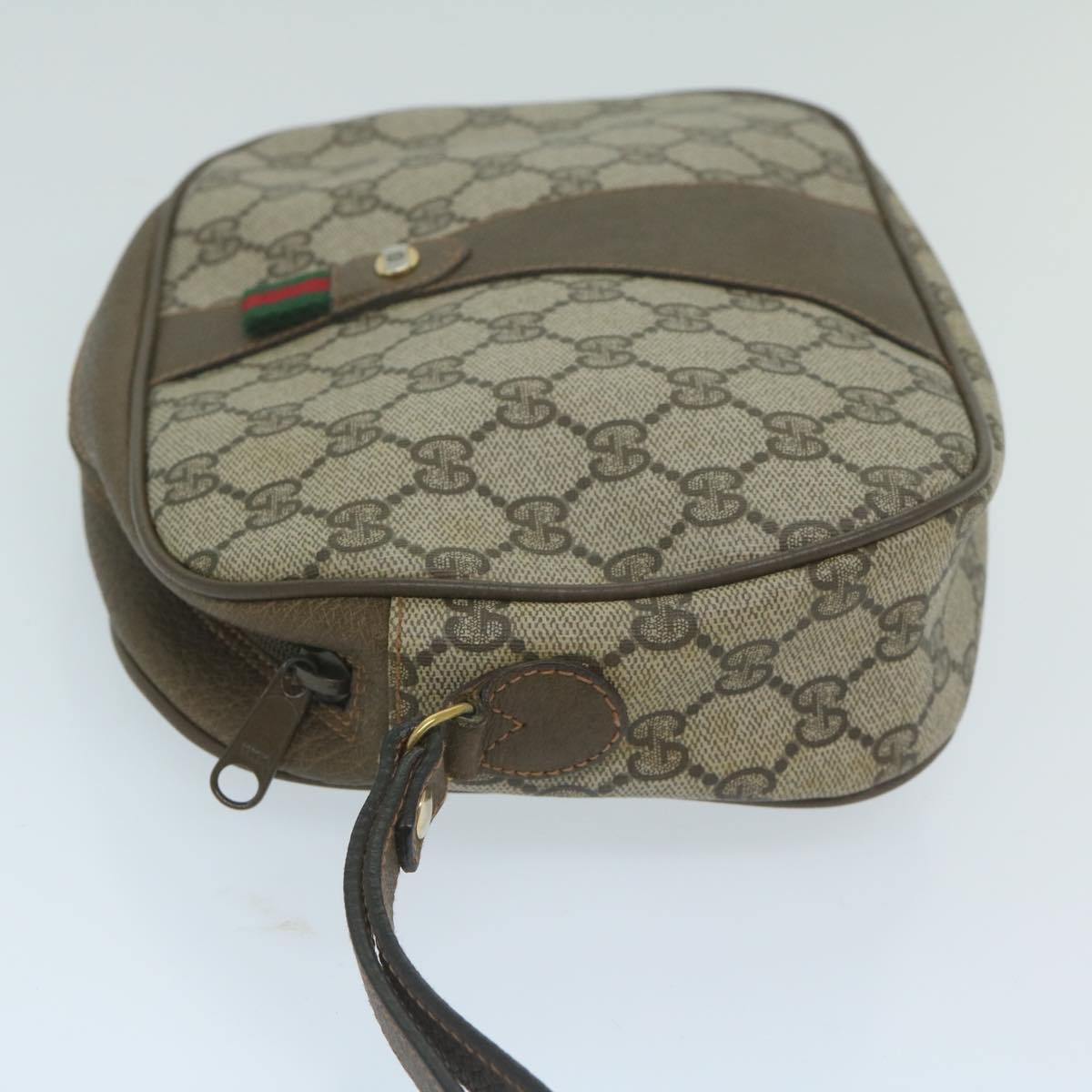 GUCCI Web Sherry Line GG Supreme Clutch Bag Beige Red 89 01 034  10095