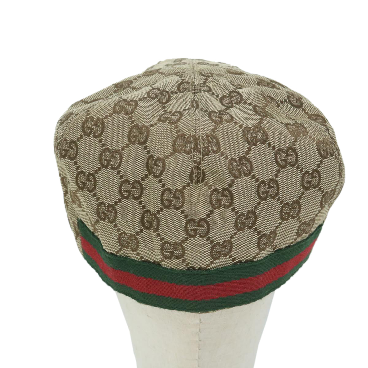 GUCCI GG Canvas Web Sherry Line Hunting Cap Hat L Beige Red Green  10107
