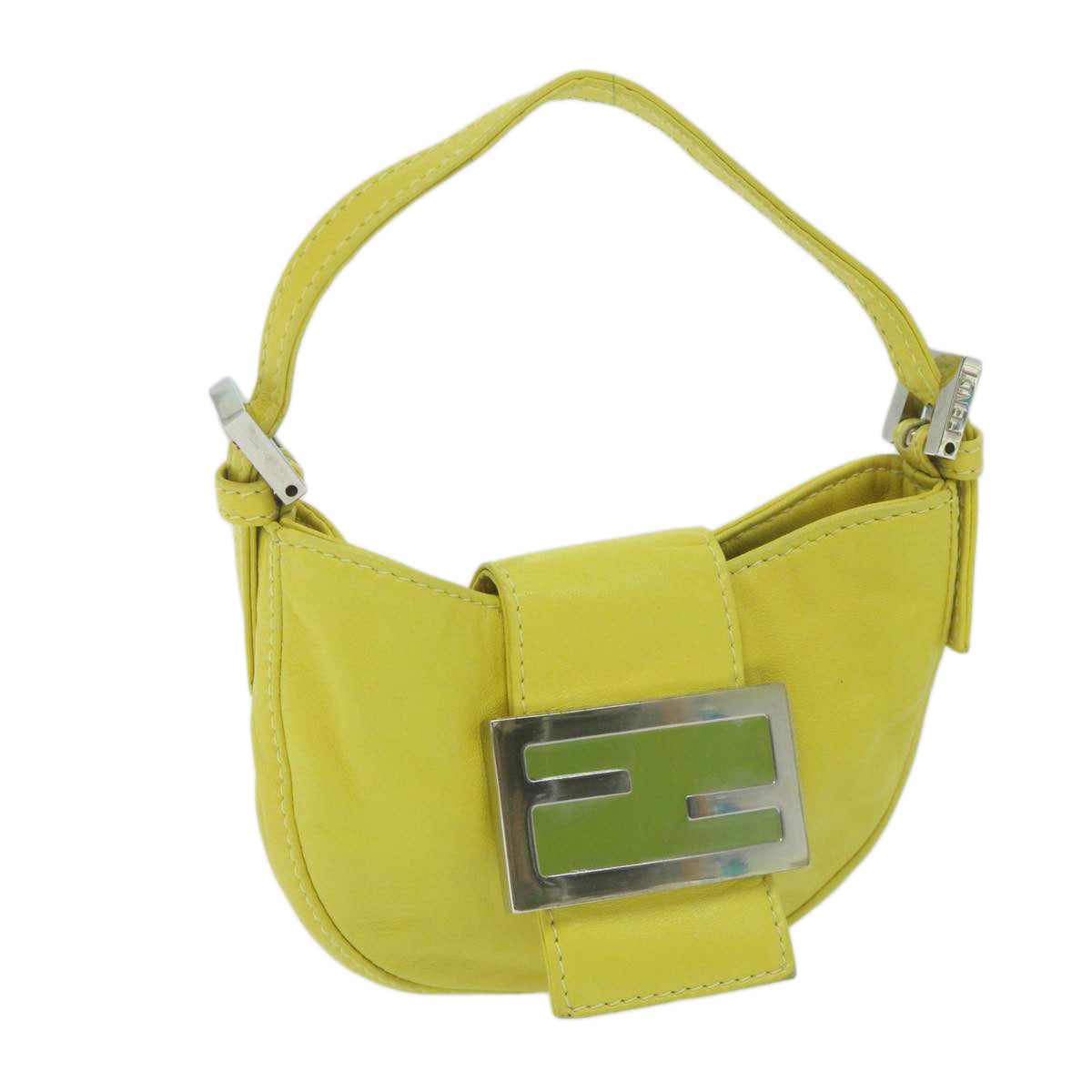 Luxury FendiMini Croissant Hand Bag Leather Yellowyk10174A