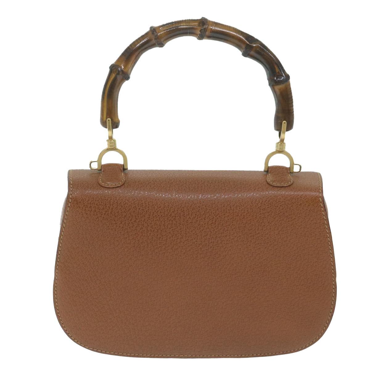 GUCCI Bamboo Turn Lock Hand Bag Leather Brown  10176