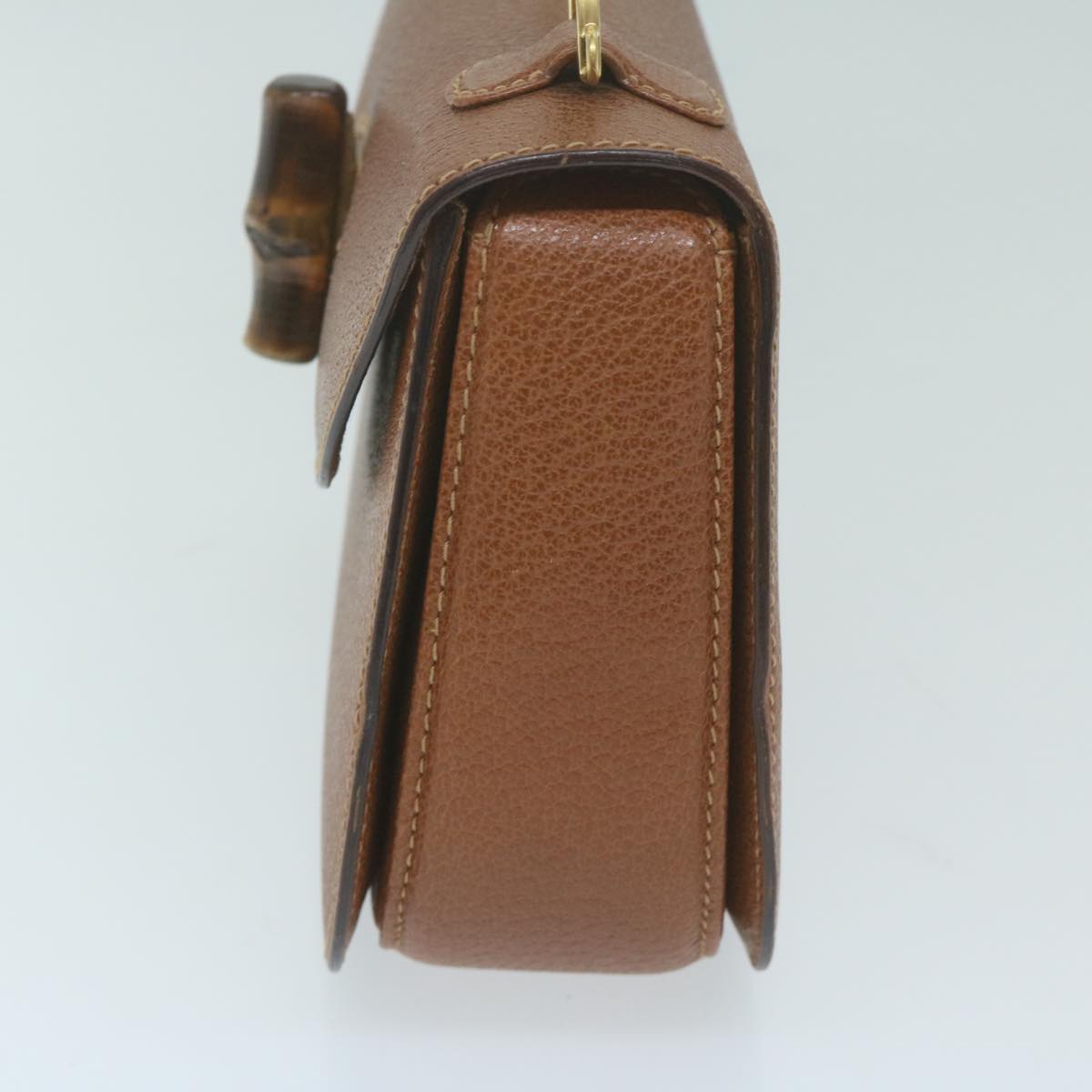 GUCCI Bamboo Turn Lock Hand Bag Leather Brown  10176