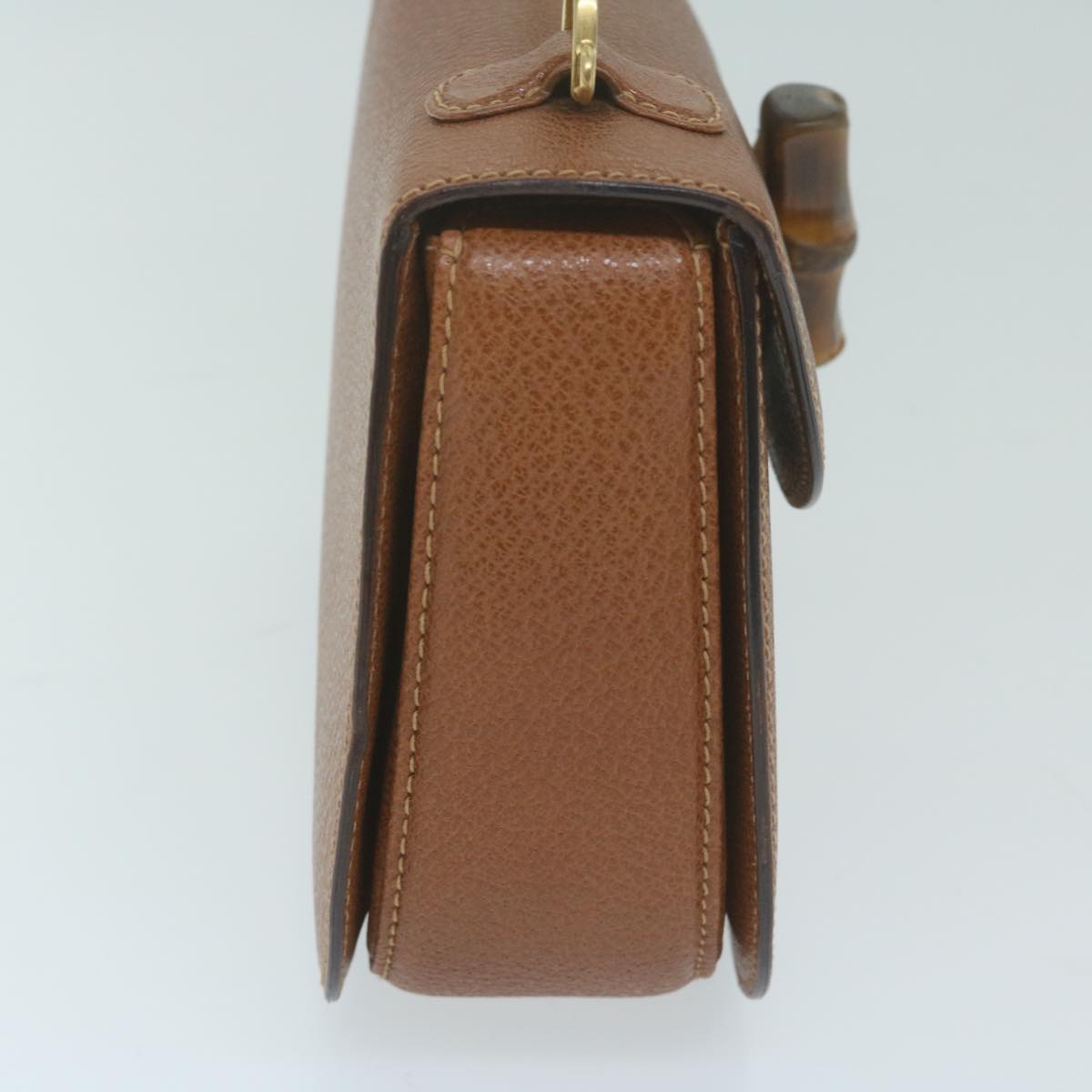 GUCCI Bamboo Turn Lock Hand Bag Leather Brown  10176