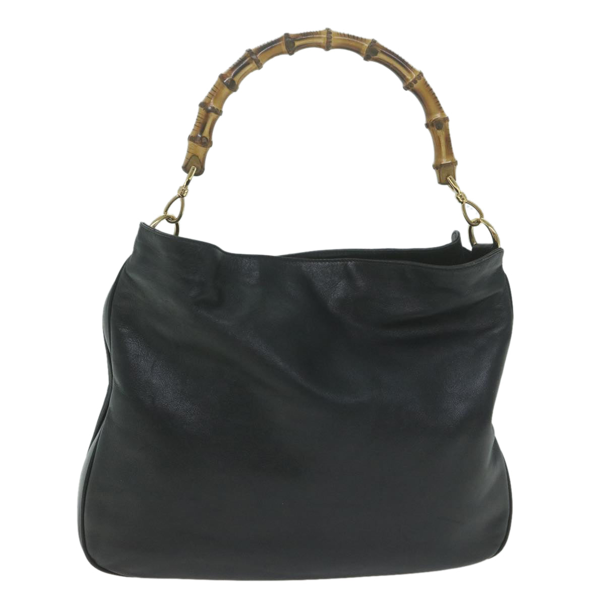 GUCCI Bamboo Hand Bag Leather 2way Black 001 1577  10189