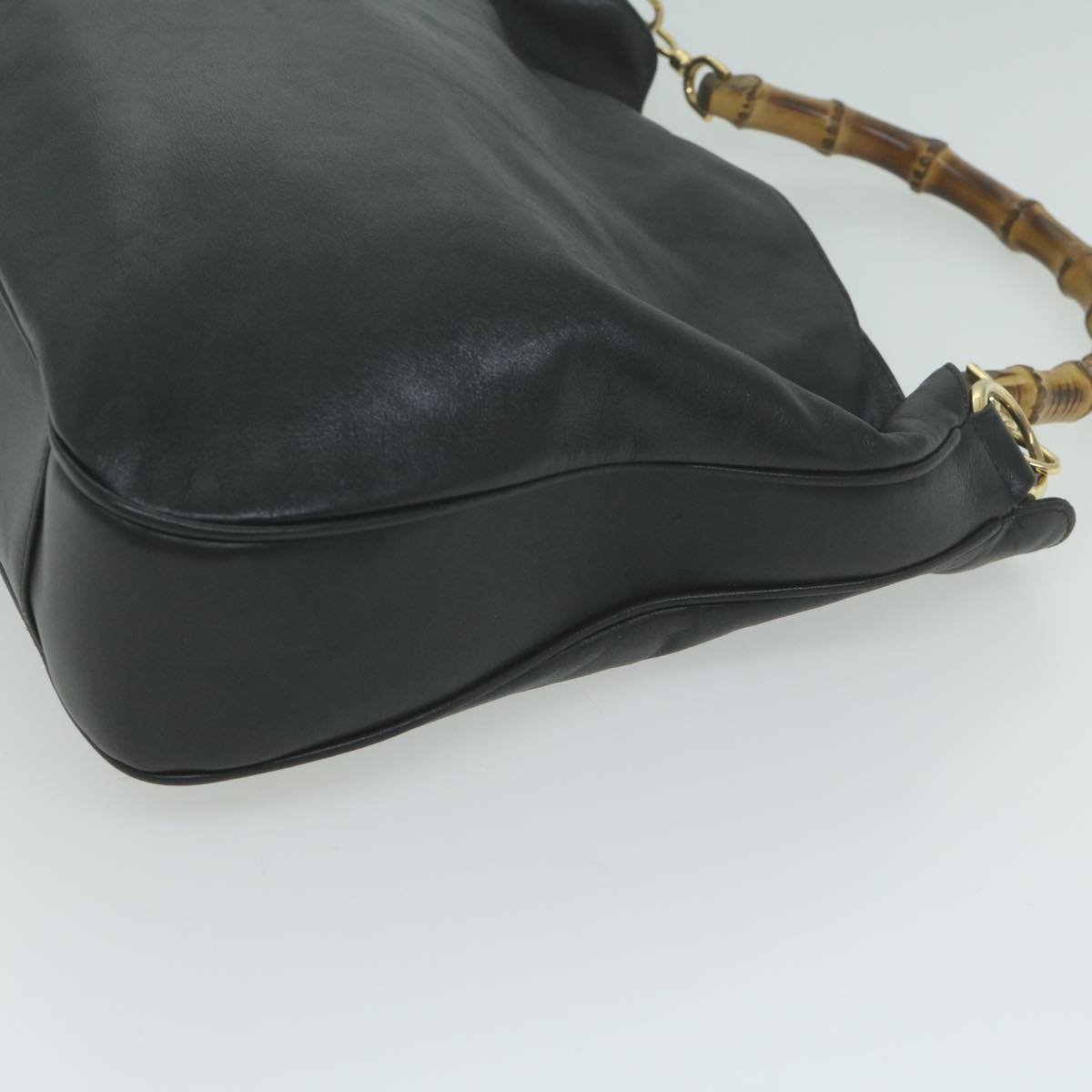 GUCCI Bamboo Hand Bag Leather 2way Black 001 1577  10189