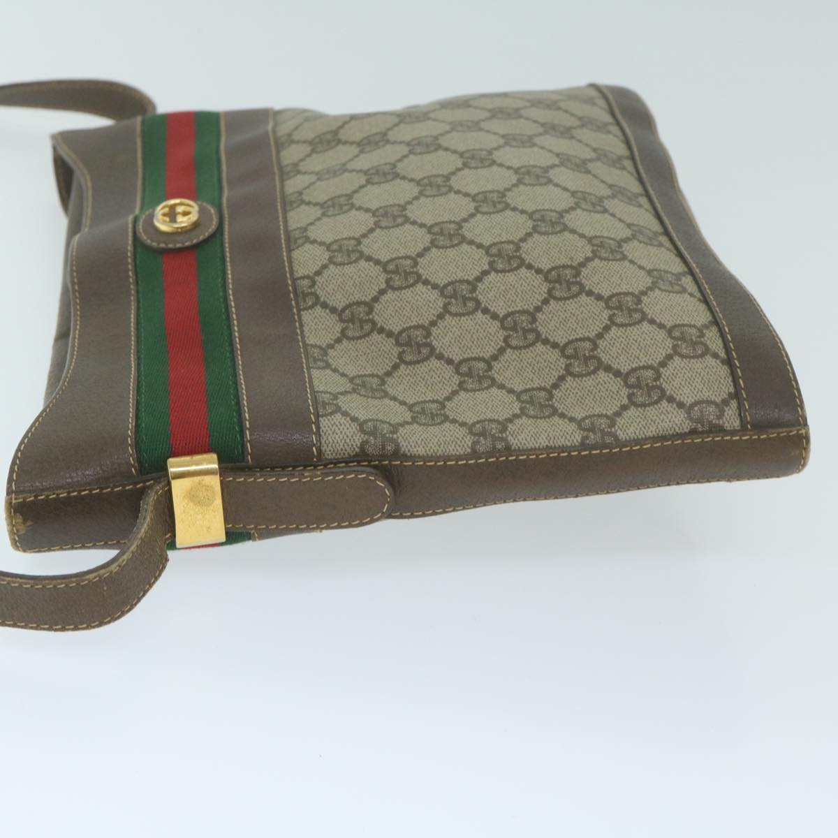 GUCCI GG Supreme Web Sherry Line Shoulder Bag Beige 001 110 0938  10198