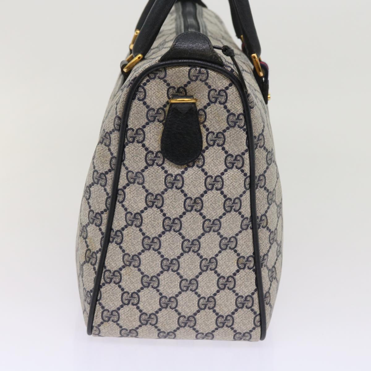 GUCCI GG Supreme Sherry Line Boston Bag Navy Red 39 02 041  10237