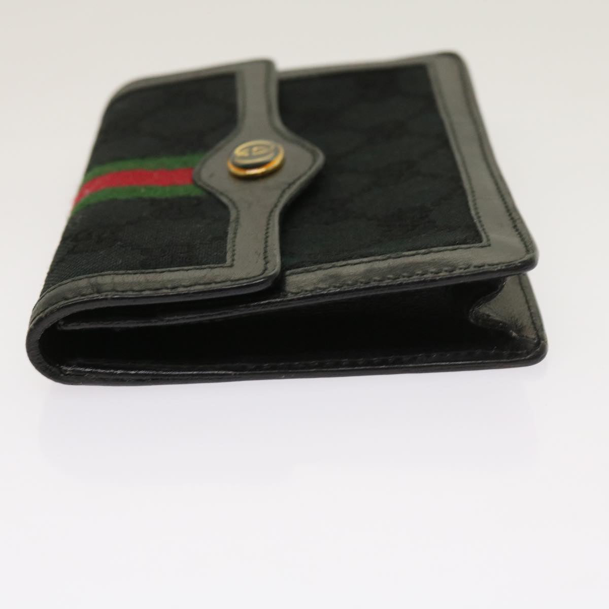 GUCCI GG Canvas Web Sherry Line Pouch Black Red Green  10242