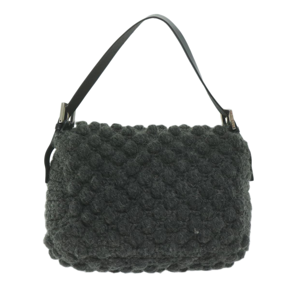 Luxury FendiMamma Baguette Shoulder Bag Wool Grayyk10246