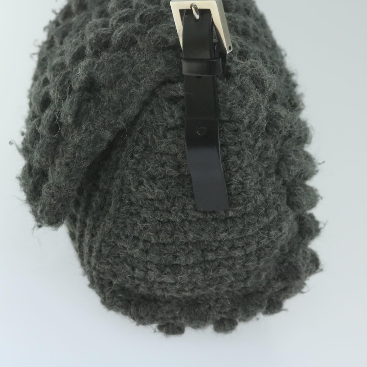 Luxury FendiMamma Baguette Shoulder Bag Wool Grayyk10246