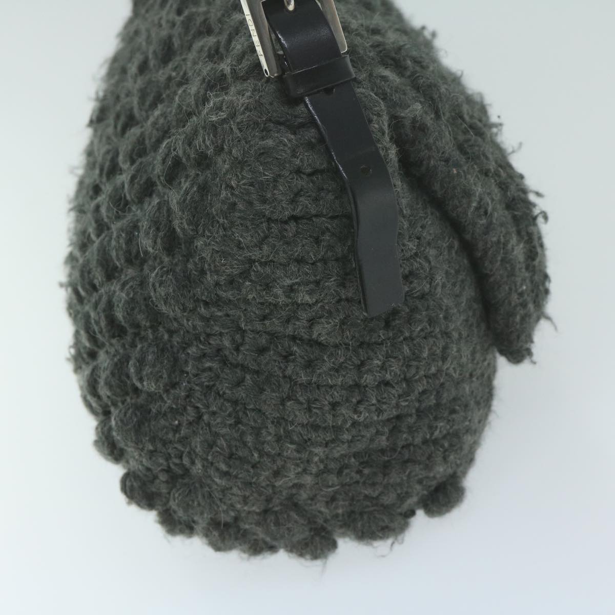 Luxury FendiMamma Baguette Shoulder Bag Wool Grayyk10246