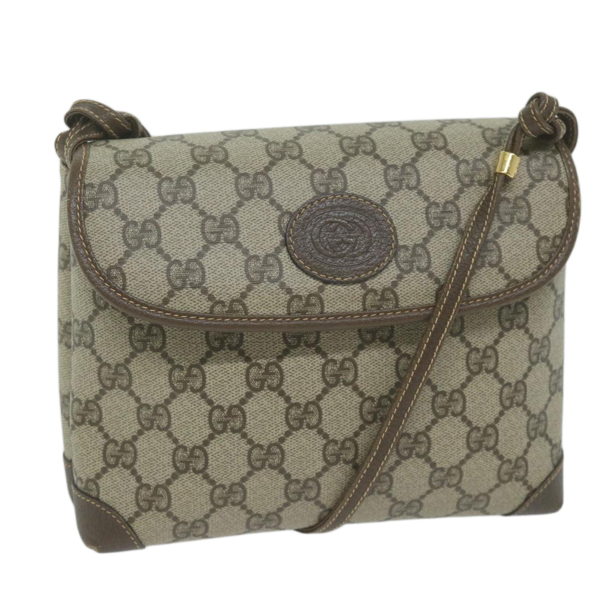 GUCCI GG Canvas Shoulder Bag PVC Beige Brown  10279
