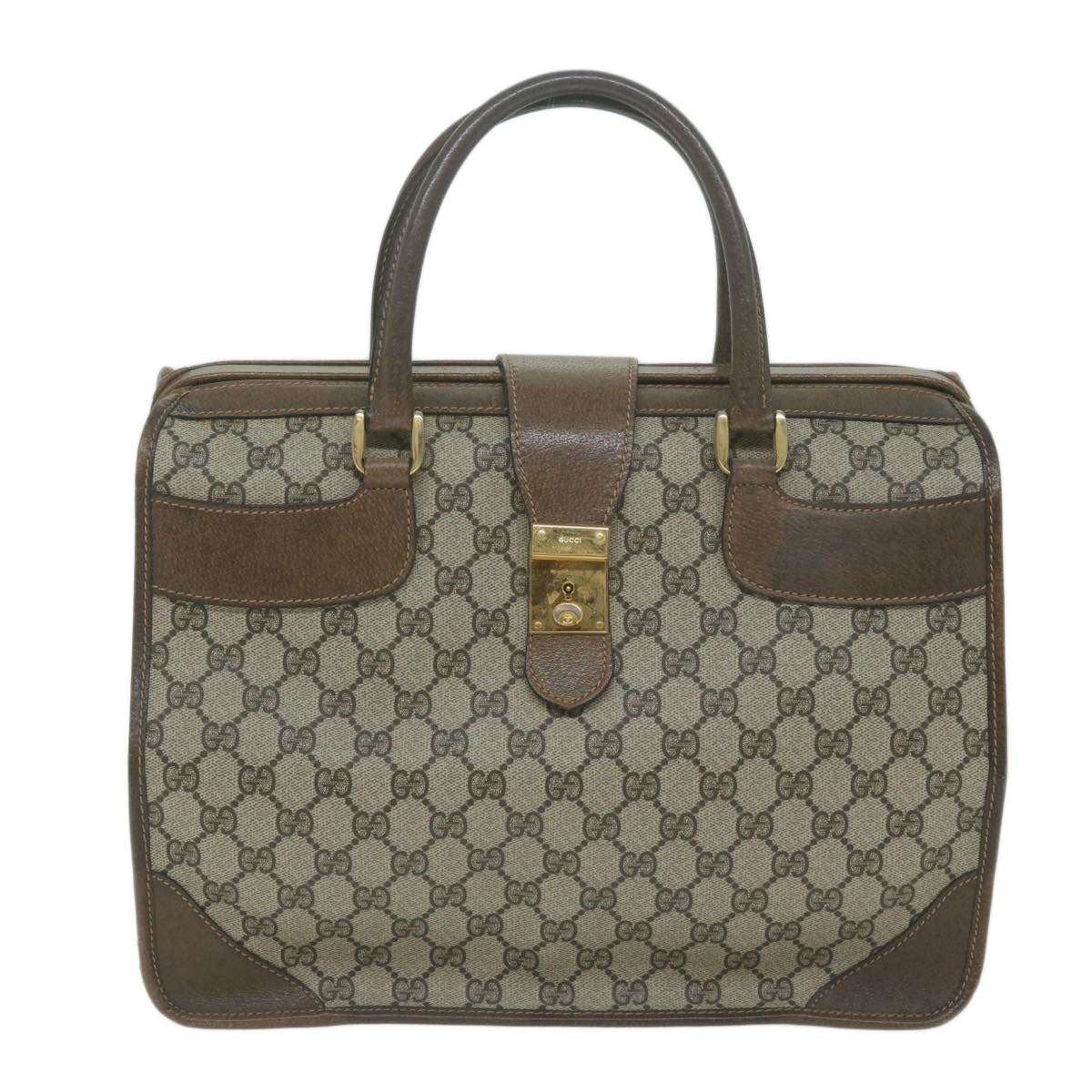 GUCCI GG Canvas Hand Bag PVC Beige Brown  10285