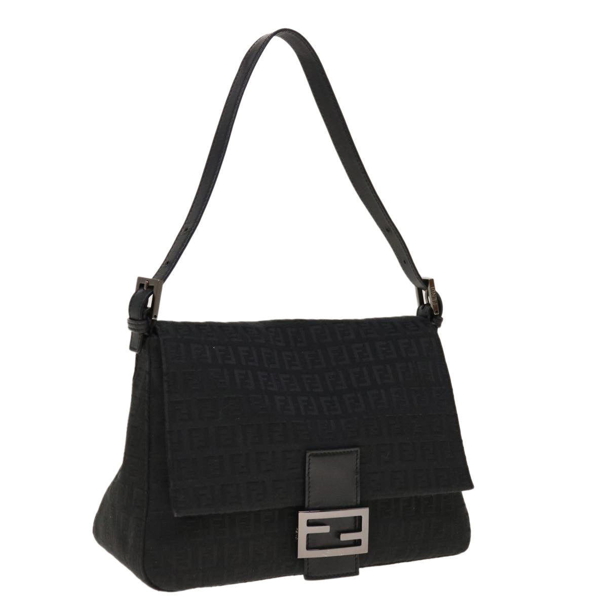 Luxury FendiZucchino Canvas Mamma Baguette Shoulder Bag Blackyk10291