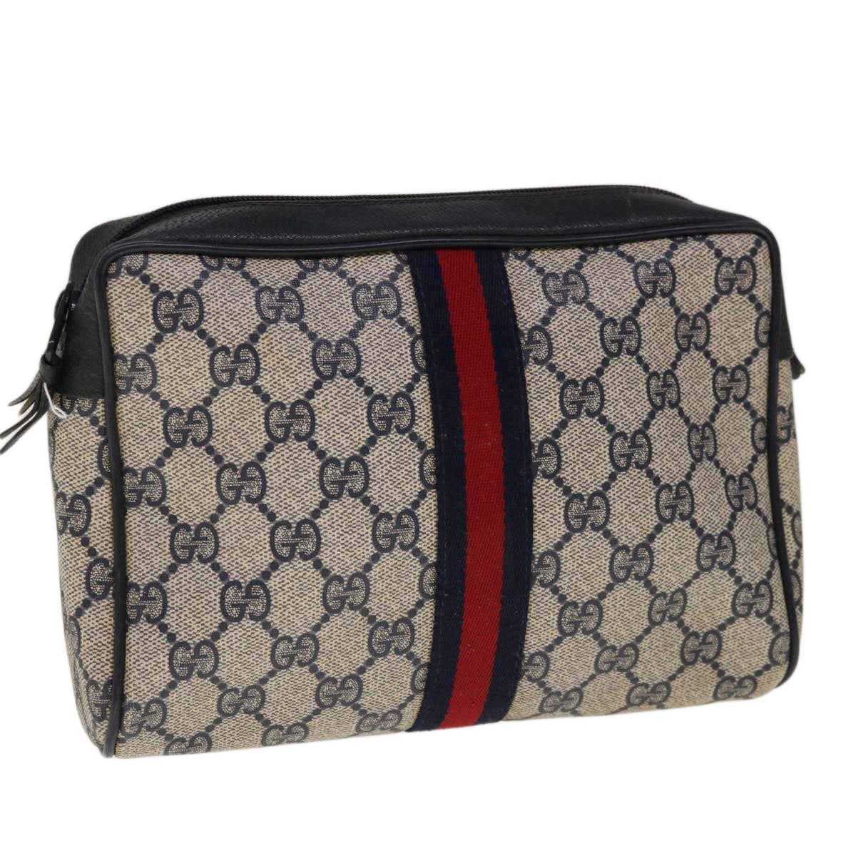 GUCCI GG Supreme Sherry Line Clutch Bag Red Navy 63 01 012  10298
