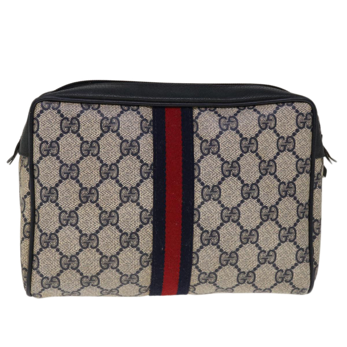 GUCCI GG Supreme Sherry Line Clutch Bag Red Navy 63 01 012  10298