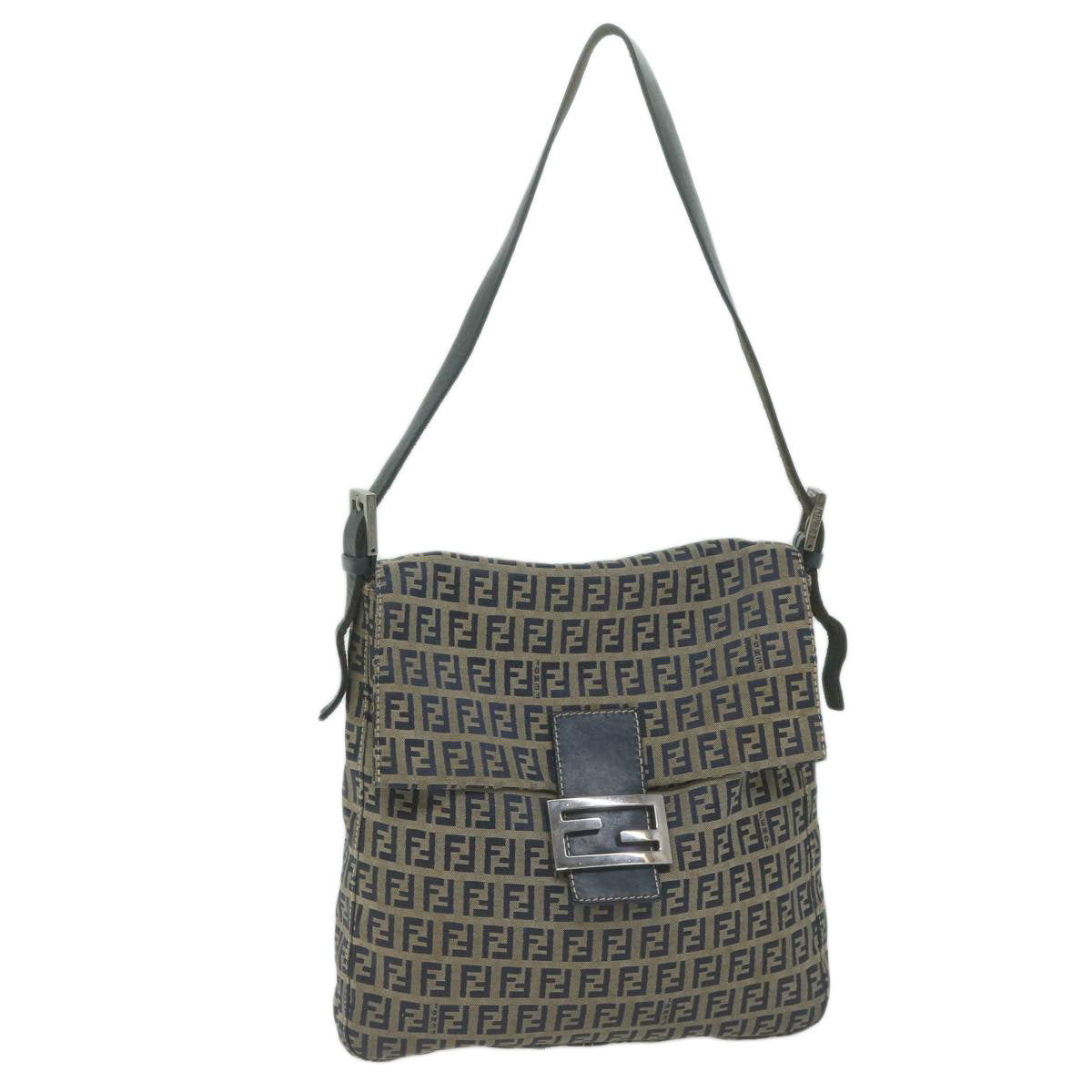 Luxury FendiZucchino Canvas Mamma Baguette Shoulder Bag Navyyk10314