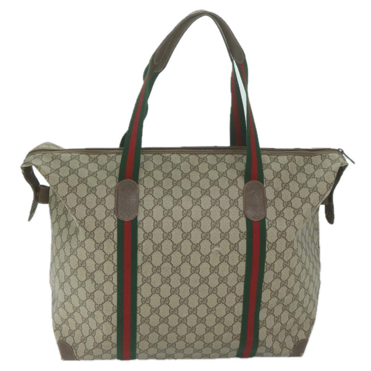 GUCCI GG Canvas Web Sherry Line Tote Bag Beige Red Green 89 19 012  10319