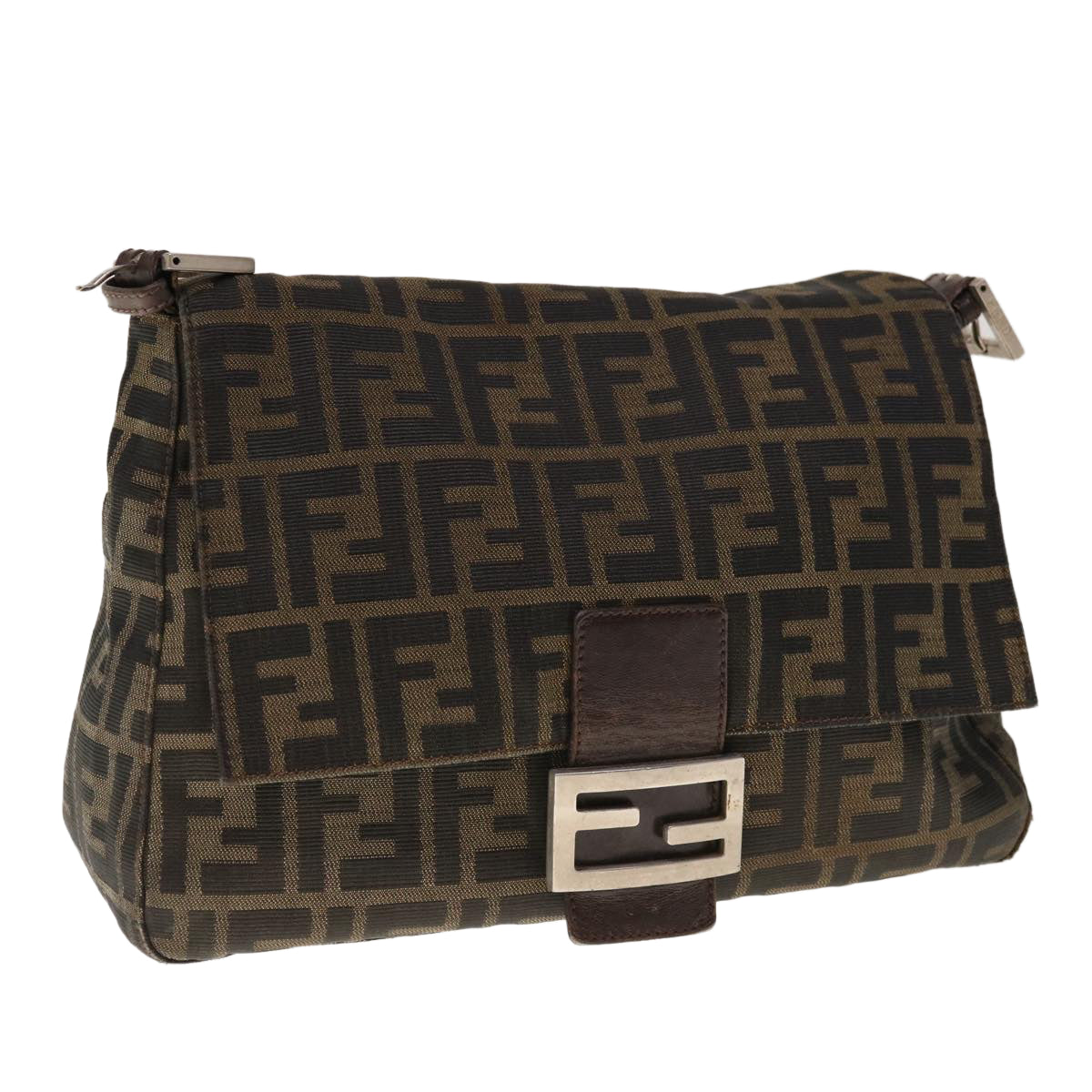 Luxury FendiZucca Canvas Mamma Baguette Shoulder Bag Brown Blackyk10323