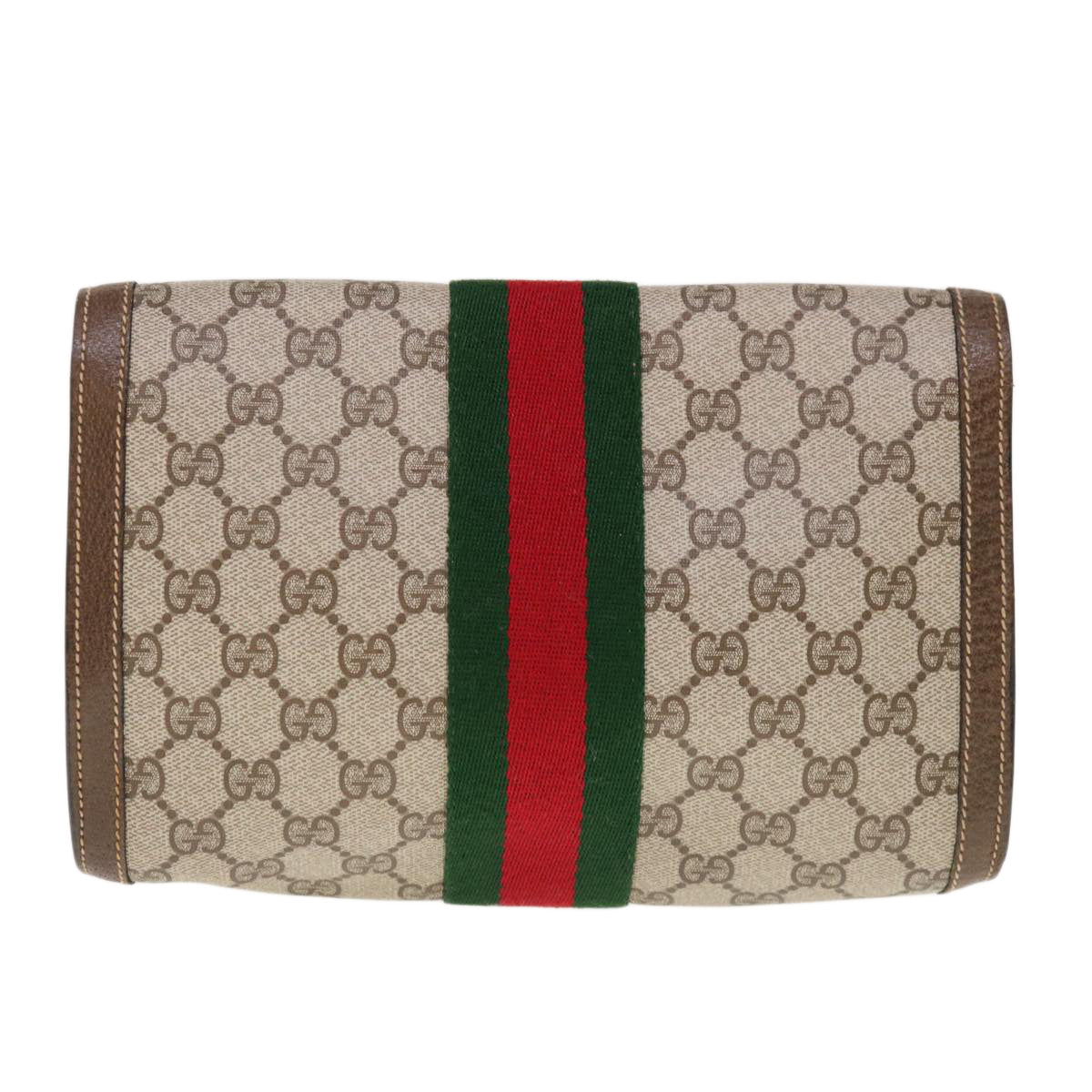 GUCCI GG Supreme Web Sherry Line Clutch Bag Beige Red 89 01 006  10328