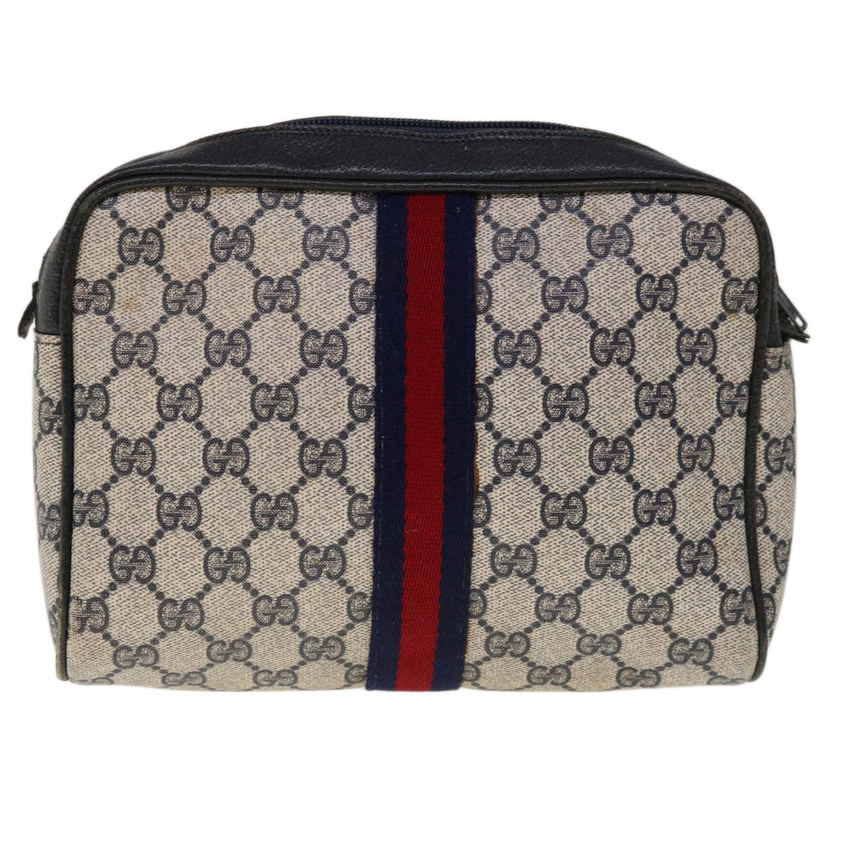 GUCCI GG Supreme Sherry Line Clutch Bag Red Navy 27 004 998  10330