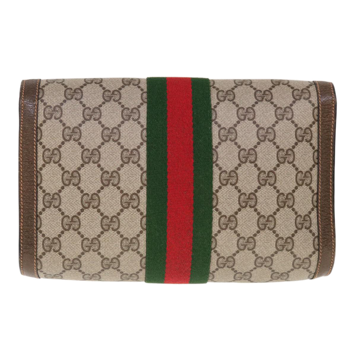 GUCCI GG Supreme Web Sherry Line Clutch Bag Beige Red 89 01 006  10340