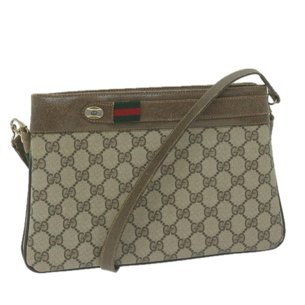GUCCI GG Canvas Web Sherry Line Shoulder Bag Beige Red 904 02 035  10349