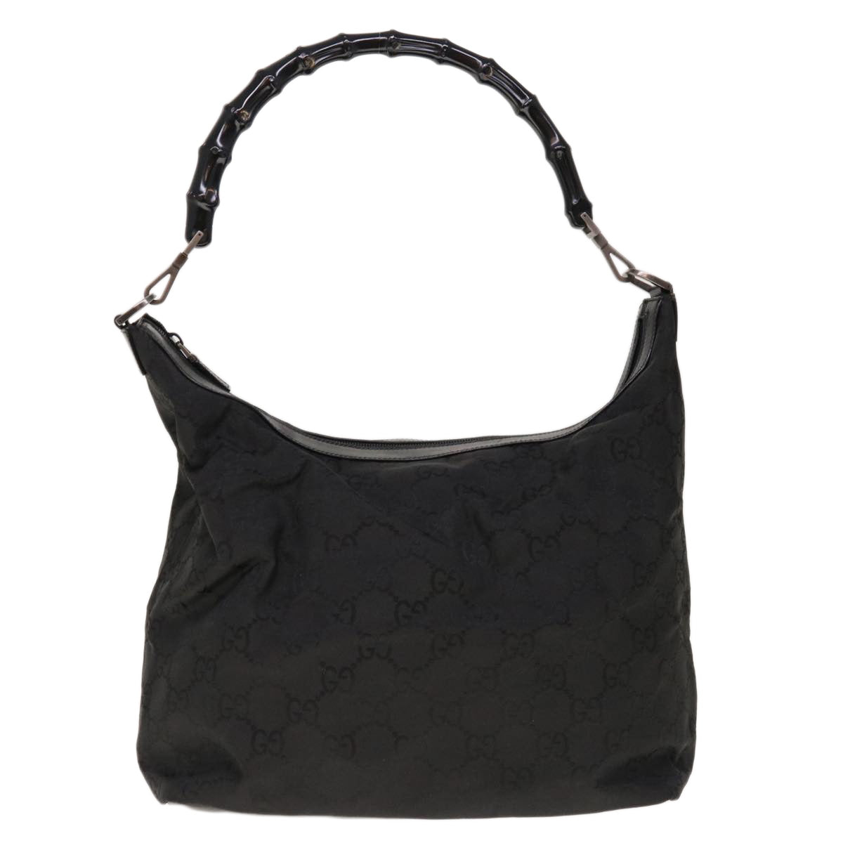 GUCCI Bamboo GG Canvas Shoulder Bag Black 000 0833  10351