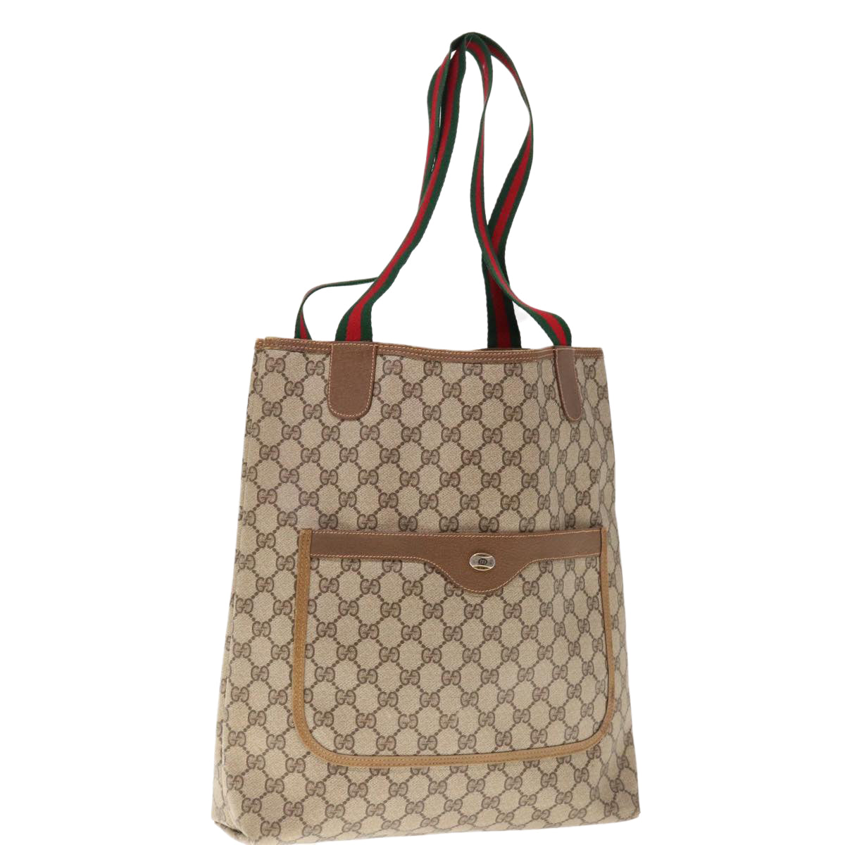 GUCCI GG Canvas Web Sherry Line Tote Bag Beige Red Green 39 02 003  10356