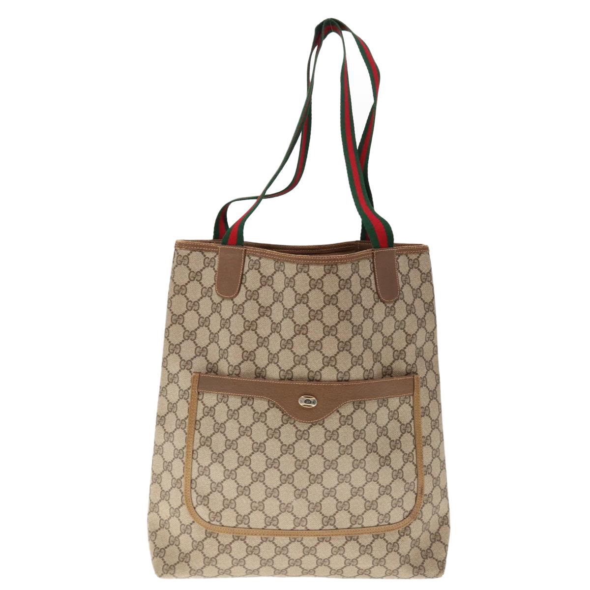 GUCCI GG Canvas Web Sherry Line Tote Bag Beige Red Green 39 02 003  10356