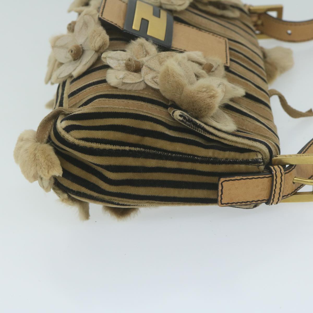 Luxury FendiFlower Mamma Baguette Shoulder Bag Velor Brownyk10365