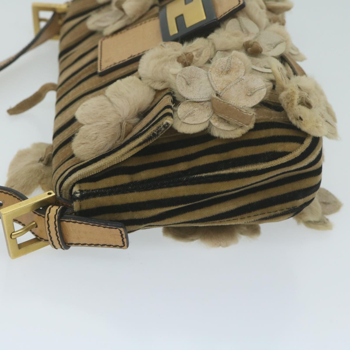 Luxury FendiFlower Mamma Baguette Shoulder Bag Velor Brownyk10365
