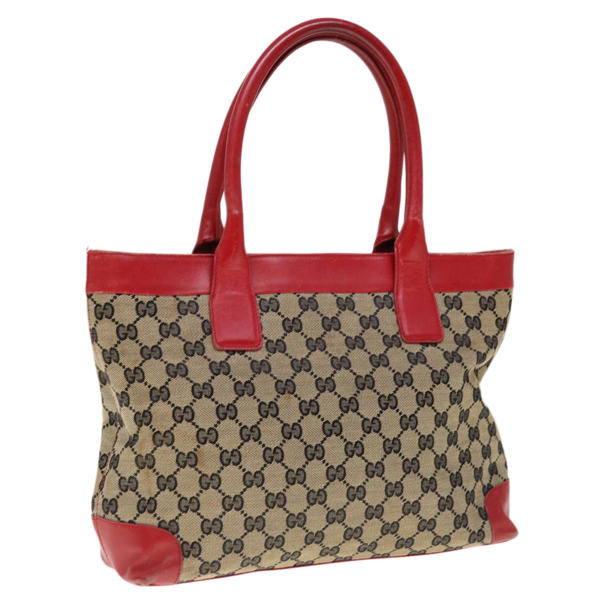 GUCCI GG Canvas Tote Bag Beige Red 002 1119  10381