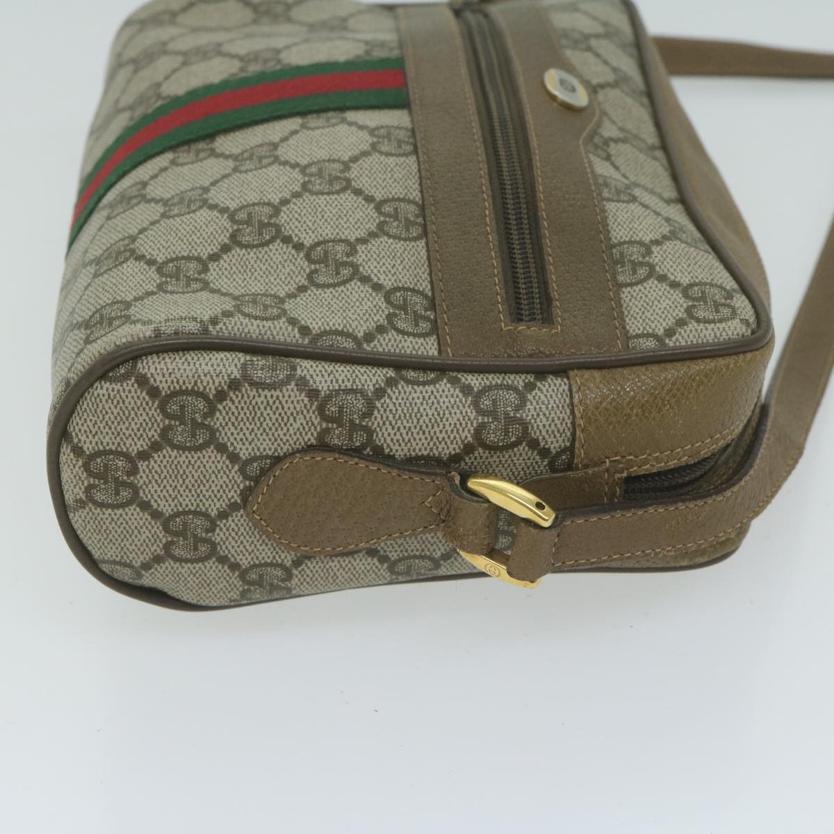 GUCCI GG Supreme Web Sherry Line Shoulder Bag Beige Red 111 02 004  10395