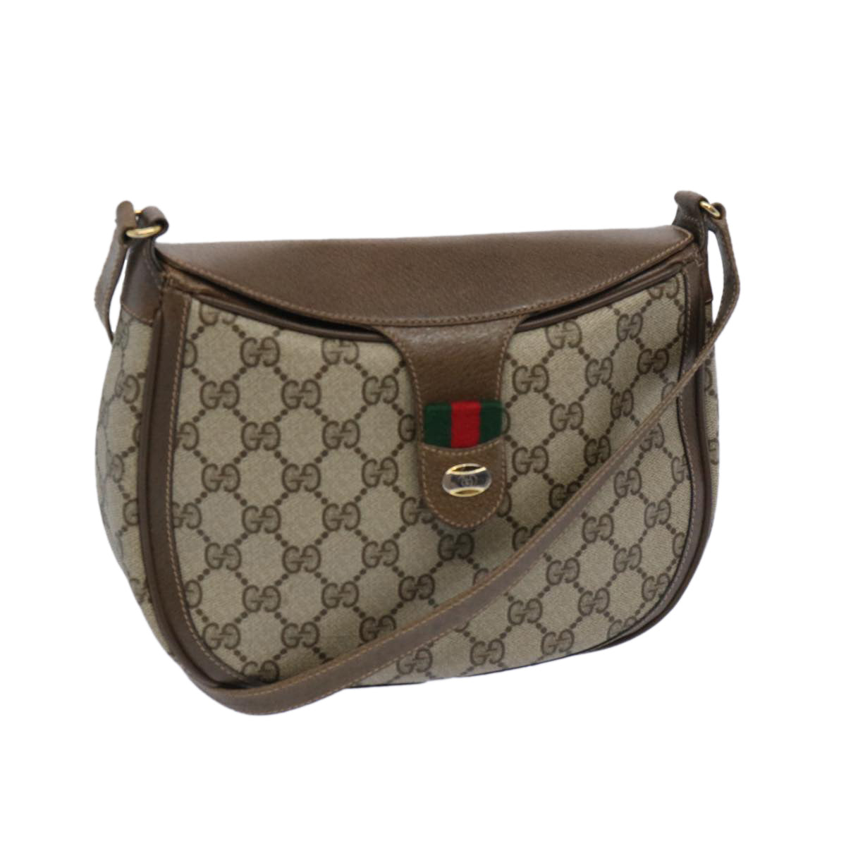 GUCCI GG Supreme Web Sherry Line Shoulder Bag Beige Green 10 02 056  10432